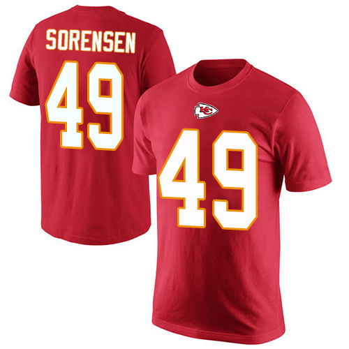 Men Kansas City Chiefs #49 Sorensen Daniel Red Rush Pride Name and Number NFL T Shirt